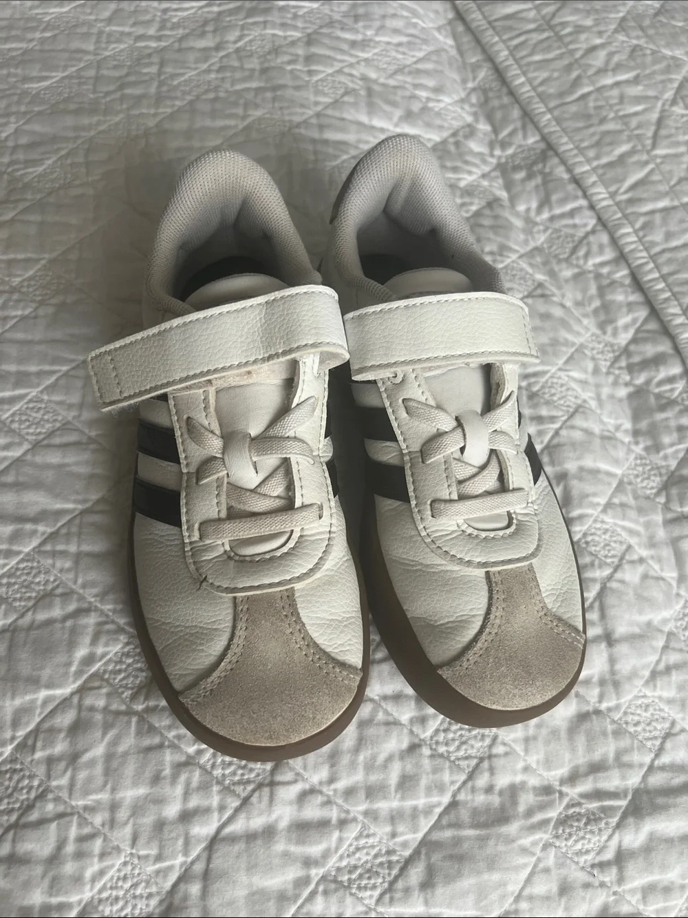 adidas Kids White, Beige & Black Velcro Sneakers